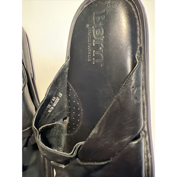 Size 10 Born Leather Sandals Flip Flop Slides  Hand Crafted Black Open Toe  EUC main image 7